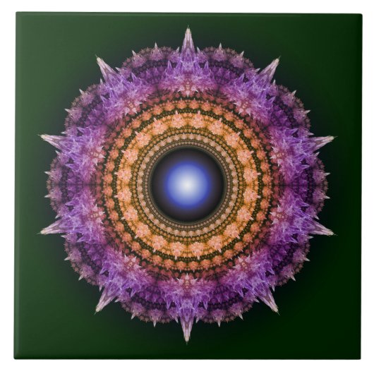 フラクタルバイオレット結晶パターン タイル (正面)