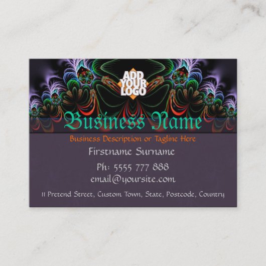 フラクタルバタフライアート（ロゴ付き） 名刺 (正面)