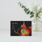 フラクタルバラ抽象芸術渦巻き赤色ティール(緑がかった色)緑色ブラック 名刺 (スタンド正面)