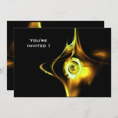 フラクタルバラ明黄褐色ブラック 招待状 (正面/裏面)