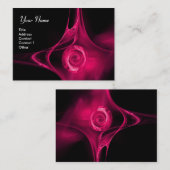 フラクタルバラ1鮮やかなピンク色の黒 名刺 (正面/裏面)