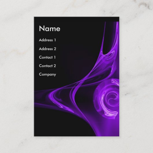フラクタルバラ2鮮やかなピンクの紫の黒 名刺 (正面)