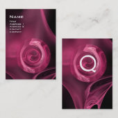 フラクタルバラ4モノグラムアンティークピンクレッド 名刺 (正面/裏面)