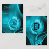 フラクタルバラ4モノグラム光青色白黒 名刺 (正面/裏面)