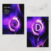 フラクタルバラ4モノグラム鮮やかな紫色のピンク色 名刺 (正面/裏面)