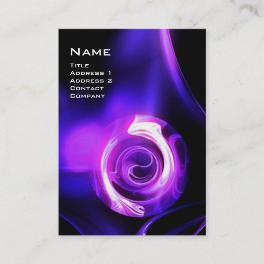 フラクタルバラ4モノグラム鮮やかな紫色のピンク色 名刺 (正面)