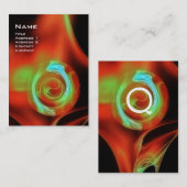 フラクタルバラ4モノグラム鮮やかな赤い緑 名刺 (正面/裏面)