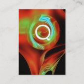 フラクタルバラ4モノグラム鮮やかな赤い緑 名刺 (裏面)