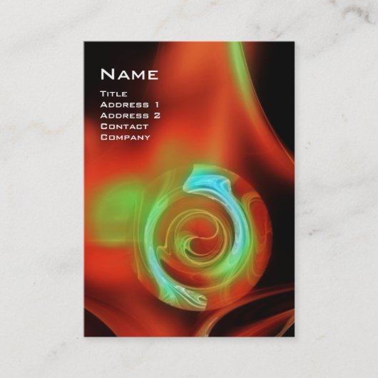 フラクタルバラ4モノグラム鮮やかな赤い緑 名刺 (正面)