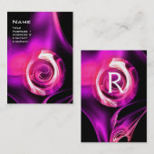 フラクタルバラ4モノグラム黒明紫ピンク 名刺 (正面/裏面)