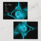 フラクタルバラ、抽象芸術渦巻きティール(緑がかった色)ブルー 名刺 (正面/裏面)