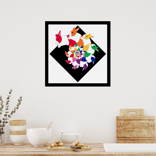 フラクタルバンニー正方形ポスター ポスター (キッチン)