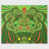 ～フラクタルパターングリーン赤黄色～ ラッピングペーパー (フラット)