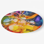 フラクタルパーティー明るいカオス9"ラウンド ペーパープレート (アングル)