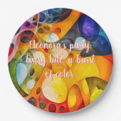 フラクタルパーティー明るいカオス9"ラウンド ペーパープレート (正面)