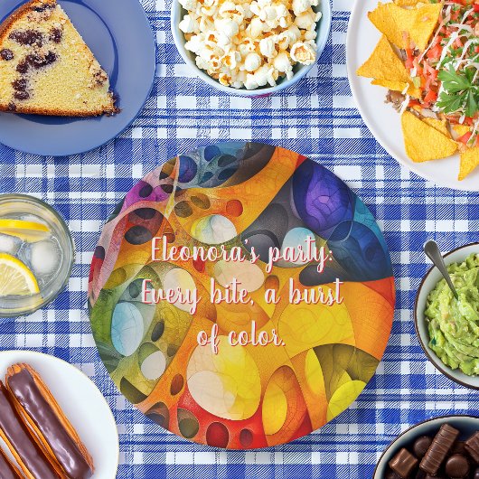 フラクタルパーティー明るいカオス9"ラウンド ペーパープレート