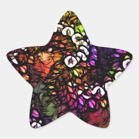 フラクタルパープルサイケデリックレインボースパイラルトリップ（幻覚体験）のような 星シール (正面)