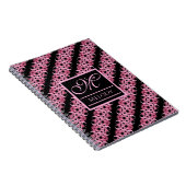 フラクタルピンクとブラックのモノグラム ノートブック (右側)