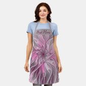 フラクタルピンクの花の夢、フローラファンタジー最高のママ エプロン (着用した状態)