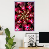フラクタルピンクの花 ポスター (ホームオフィス)