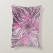 フラクタルピンクフラワードリーム、フローラファンタジーパターン アクセントクッション (裏面(縦))