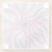 フラクタルピンクフラワードリーム、フローラファンタジーパターン ガラスコースター (裏面)