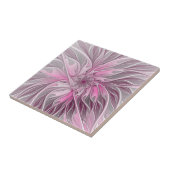 フラクタルピンクフラワードリーム、フローラファンタジーパターン タイル (側面)