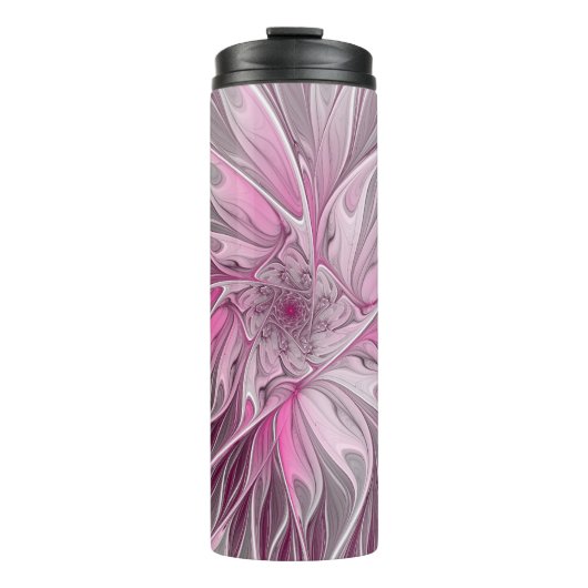フラクタルピンクフラワードリーム、フローラファンタジーパターン タンブラー (正面)