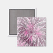 フラクタルピンクフラワードリーム、フローラファンタジーパターン マグネット (正面/裏面)