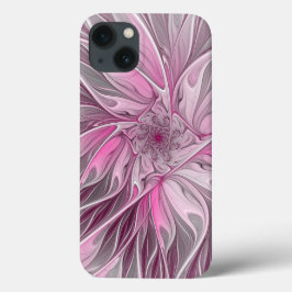 フラクタルピンクフラワードリーム、フローラファンタジーパターン iPhone 13ケース