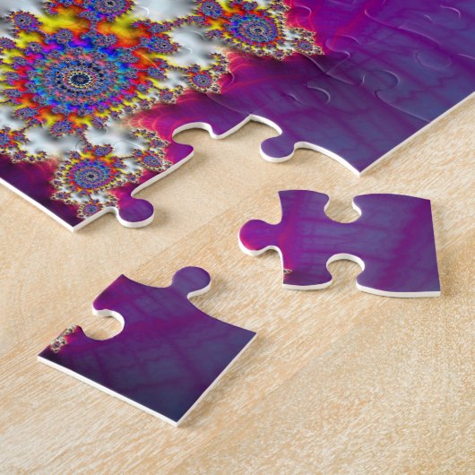 フラクタルファンキーホログラフサイケデリックィックフクロウ抽象芸術 ジグソーパズル (側面)