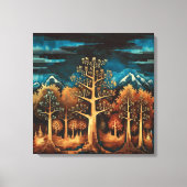 フラクタルフォレストの水彩色の魅惑的な茶色の鹿 キャンバスプリント (正面)