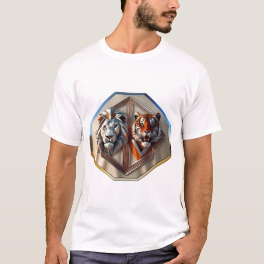 フラクタルフューリー:ライオン対虎 Tシャツ (正面)