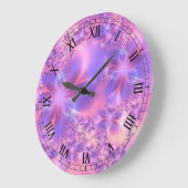 フラクタルフラワーの丸いローマ数字の時計 ラージ壁時計 (傾斜)