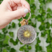 フラクタルフラワーの金ゴールドモダン抽象芸術で飾る キーホルダー (手)