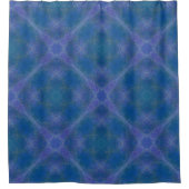 フラクタルフレーム、海ブルー、紫 シャワーカーテン (正面)