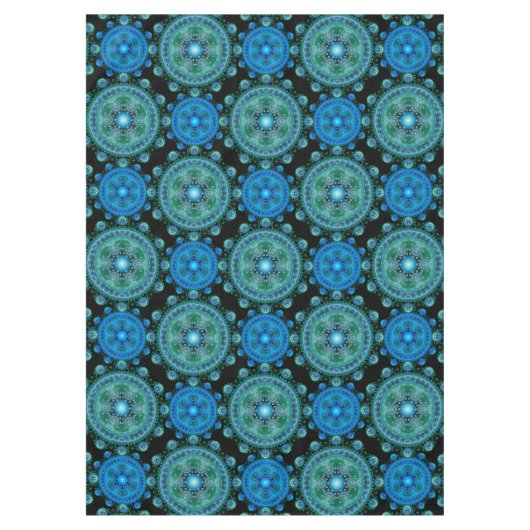 フラクタルブルーのオリエンタルパターン テーブルクロス (正面)