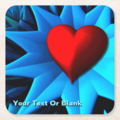 フラクタルブルーハート スクエアペーパーコースター (正面)