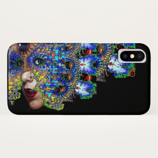 フラクタルマスクの黒い青を持つEPHEMERALレディ Case-Mate iPhoneケース (裏面(横))