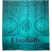 フラクタルモダンを伴う青い曲げ違う模様 シャワーカーテン (正面)