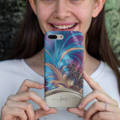 フラクタルモダンブルー金ゴールド手書きモノグラム Case-Mate iPhoneケース