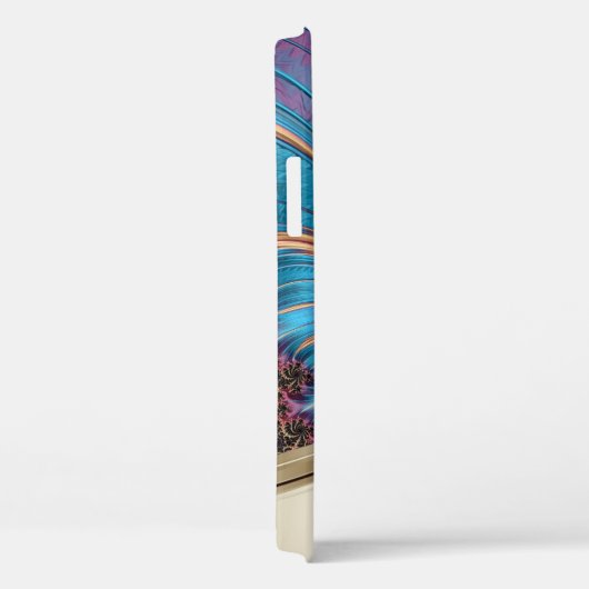 フラクタルモダンブルー金ゴールド手書きモノグラム Case-Mate iPhoneケース (裏面 / 右)