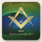 フラクタルモダンマソニックモノグラムの飲料コスト コースター (正面)