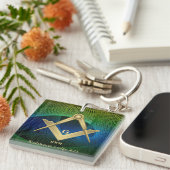 フラクタルモダンマソニックモノグラムの キーホルダー (正面右)