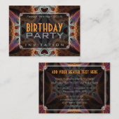 フラクタルラブハート誕生日ミニ招待状 エンクロージャーカード (正面/裏面)