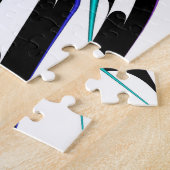 フラクタルレインボースパイラル白黒抽象芸術 ジグソーパズル (側面)