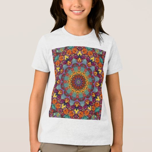 フラクタル万華鏡マンダラ模様-64351 トライブレンドＴシャツ (正面)