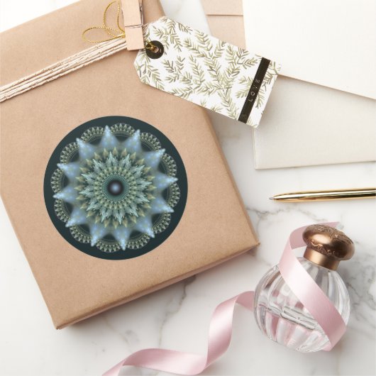 フラクタル光輝星装飾 ラウンドシール (ギフト)