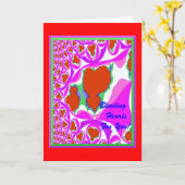 フラクタル出血ハートグリーティングカード カード (黄色い花)