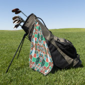 フラクタル効果が少ない画像の繰り返し ゴルフタオル (グリーン)